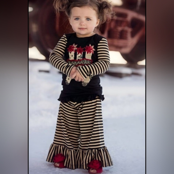 Persnickety Girls Home for the Holidays Striped Ruffle Pants - Picture 6 of 10